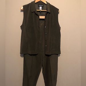 SAG HARBOR Vintage Suede-Like Vest & Slacks Set